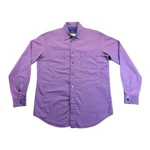 Vtg‎ VERSACE Jeans Couture Iridescent Purple Silk Mens Medusa Metal Studs Medium
